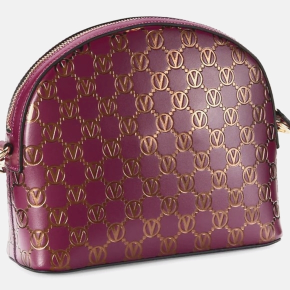 SALE! ✅ Valentino Diana Logo-Adorned Leather Bag Magenta / Gold ✨ NWT - Picture 7 of 13